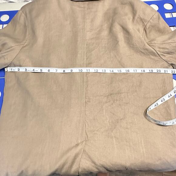 Monrow Beige Linen Blend Blazer Relaxed Fit Lined Casual Chic Jacket Size XL - Picture 14 of 15